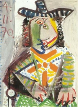 Buste de Man au chapeau 1970 cubisme Pablo Picasso Peinture à l'huile